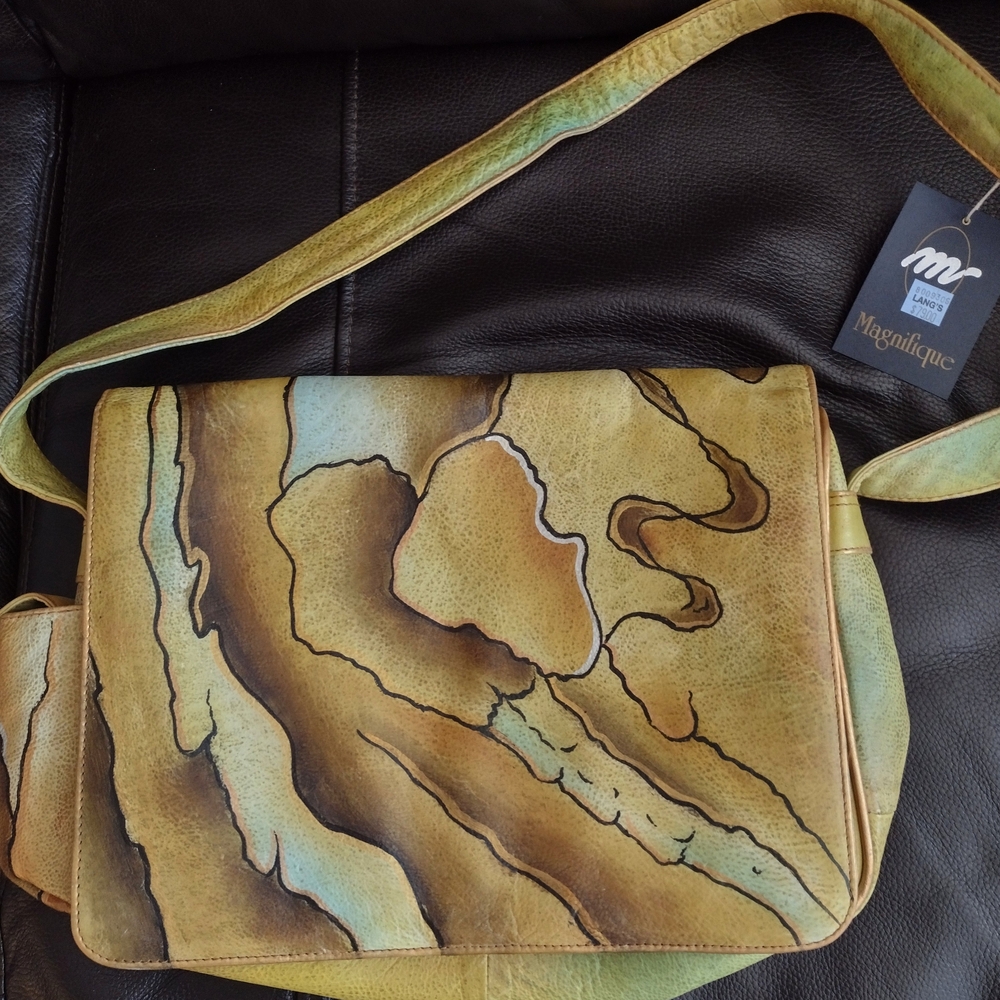 Magnifique Leather Bag - Golds and Green